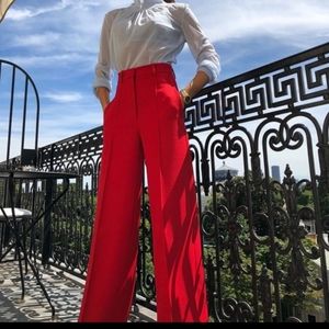 Zara red wide leg trousers large high waist Y2K